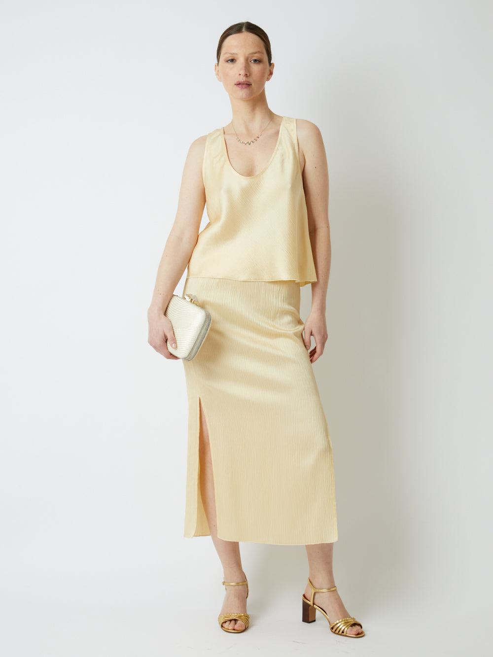 HONEY CREPON VISCOSE SATIN SKIRT