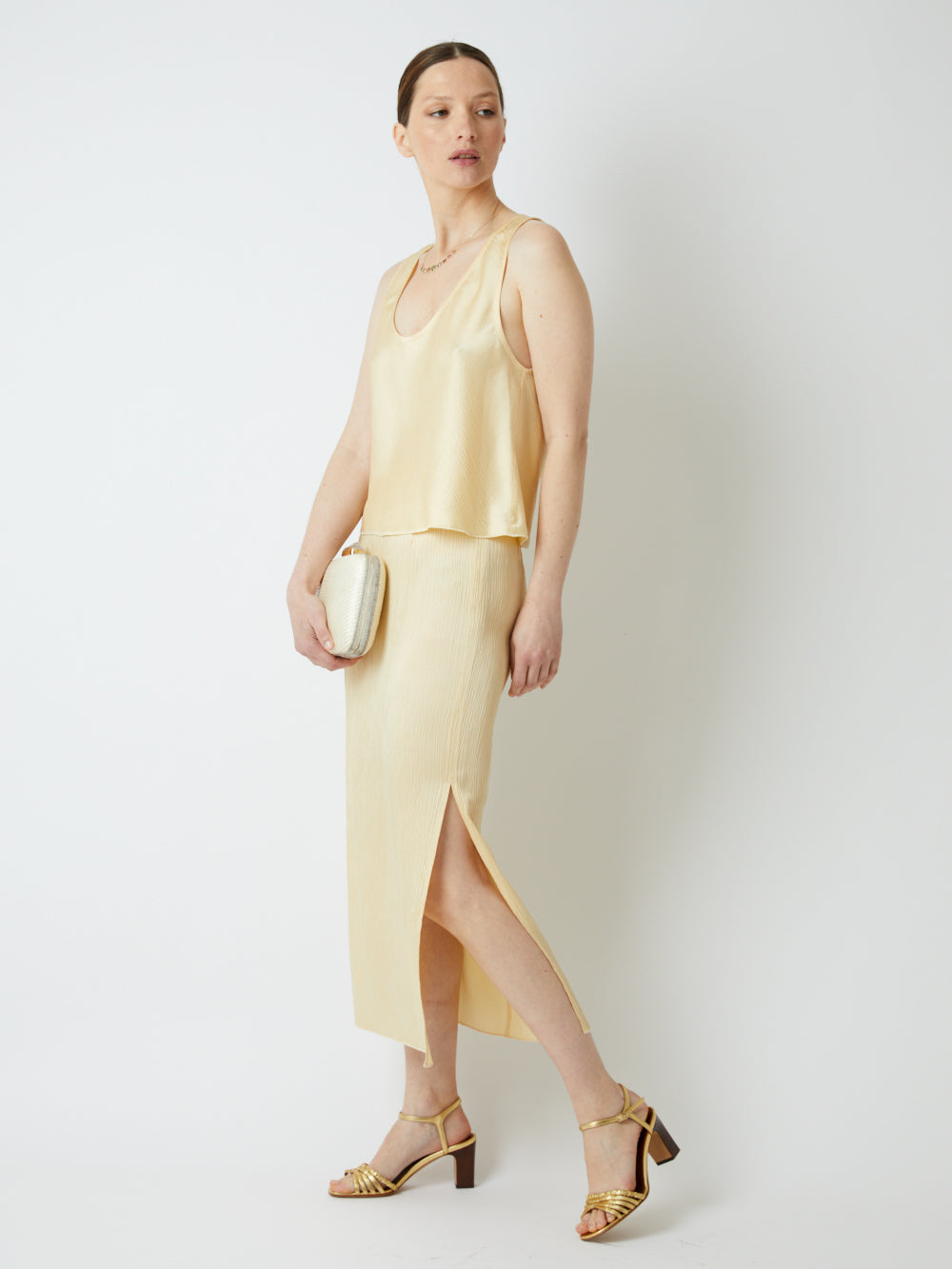 HONEY CREPON VISCOSE SATIN SKIRT