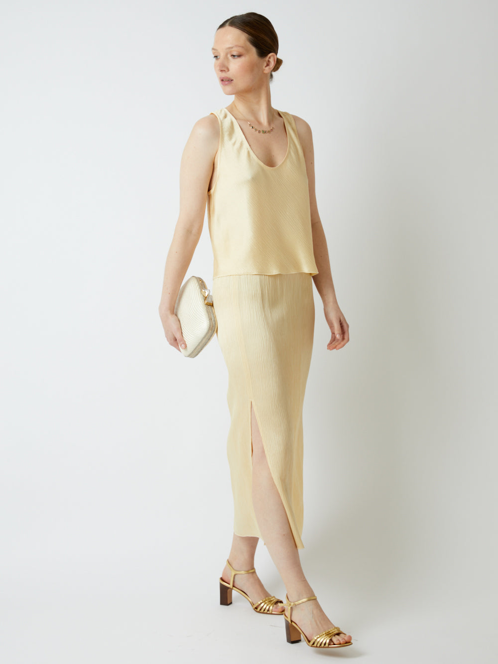 HONEY CREPON VISCOSE SATIN SKIRT