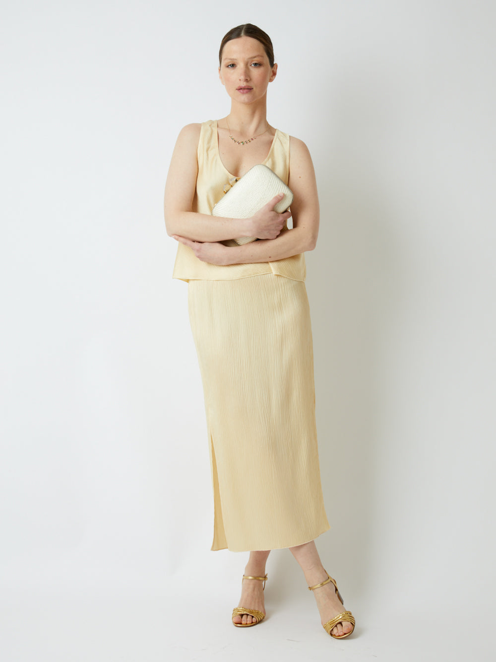 HONEY CREPON VISCOSE SATIN SKIRT