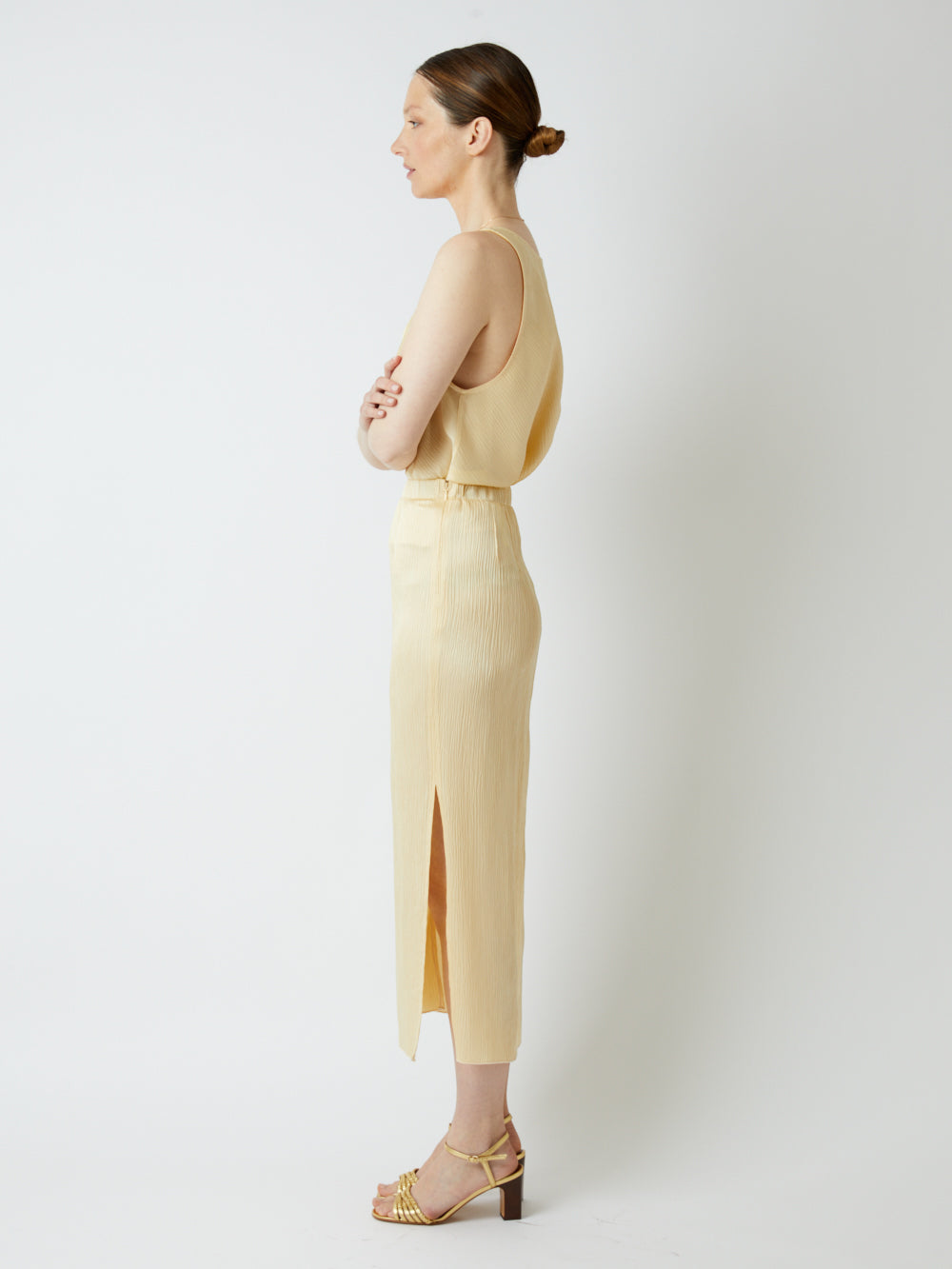 HONEY CREPON VISCOSE SATIN SKIRT