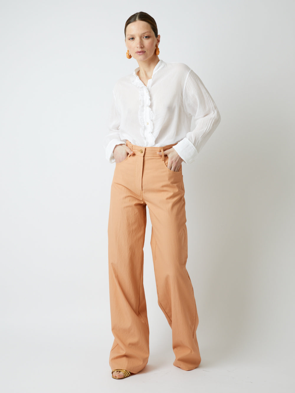 HIGH WAIST STRAIGHT TWILL PANTS