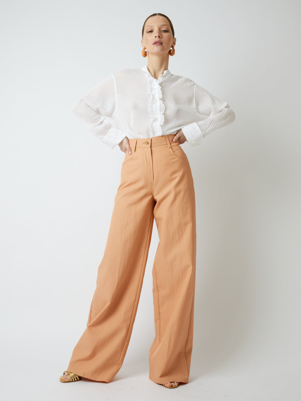 HIGH WAIST STRAIGHT TWILL PANTS