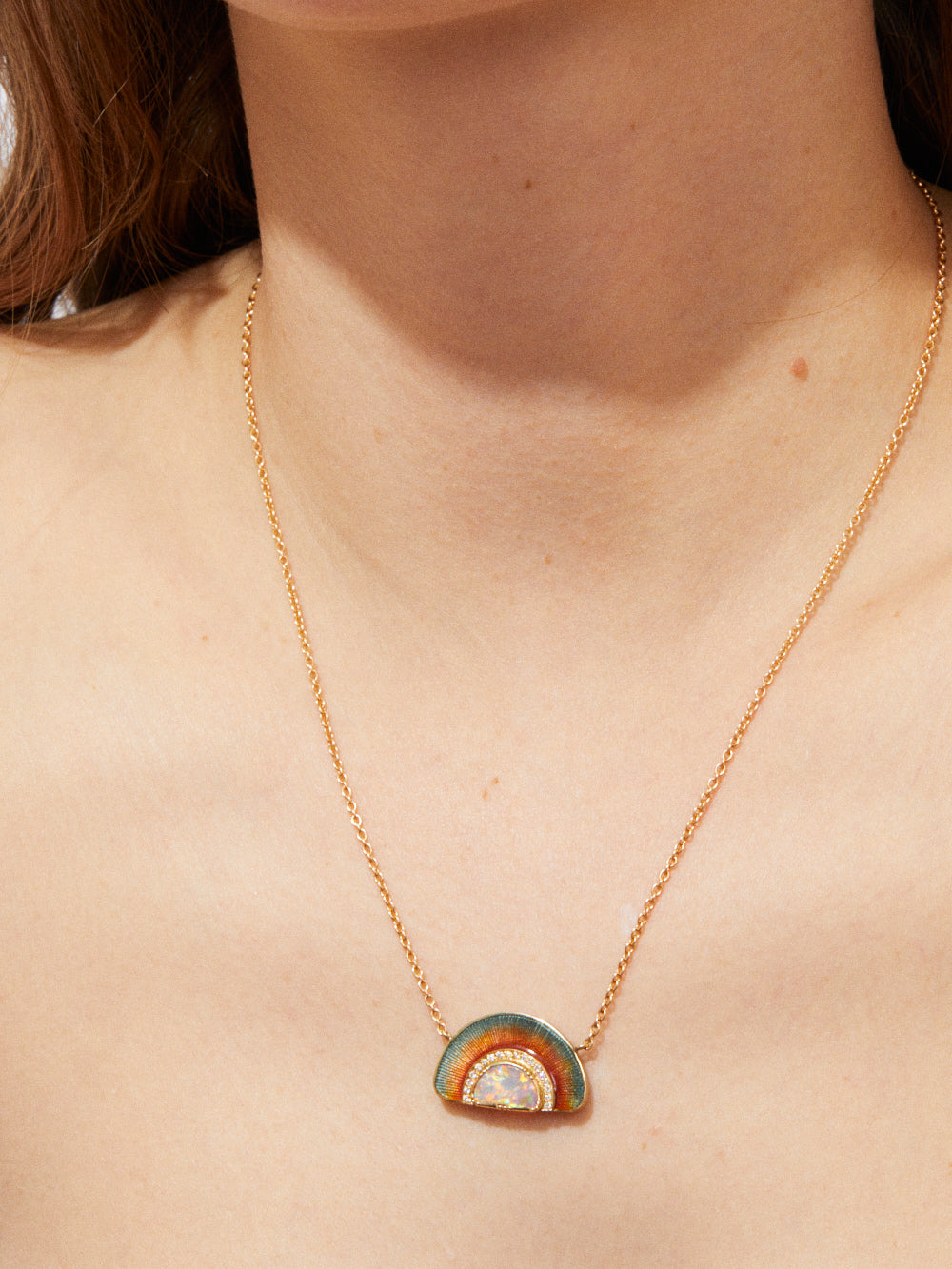 SUNRISE OPAL AND DIAMONDS NECKLACE