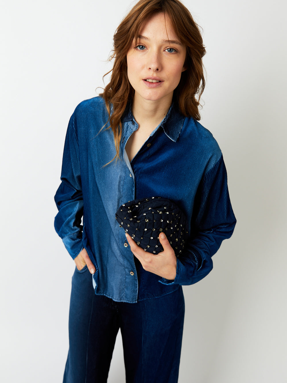 GAME MINI RHINESTONE BAG NAVY BLUE