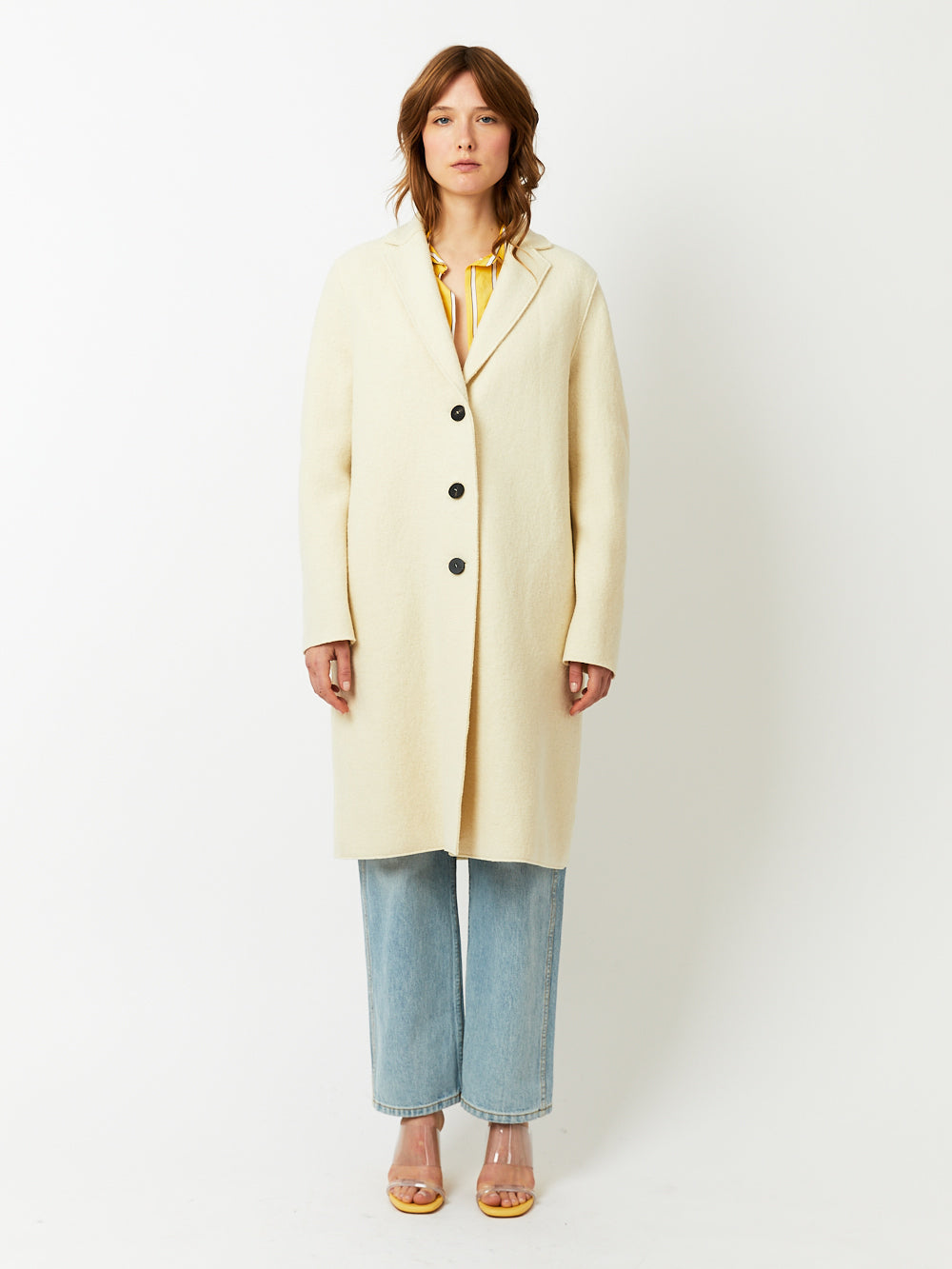 MANTEAU OVERCOAT BOILED WOOL NATURAL OFF WHITE