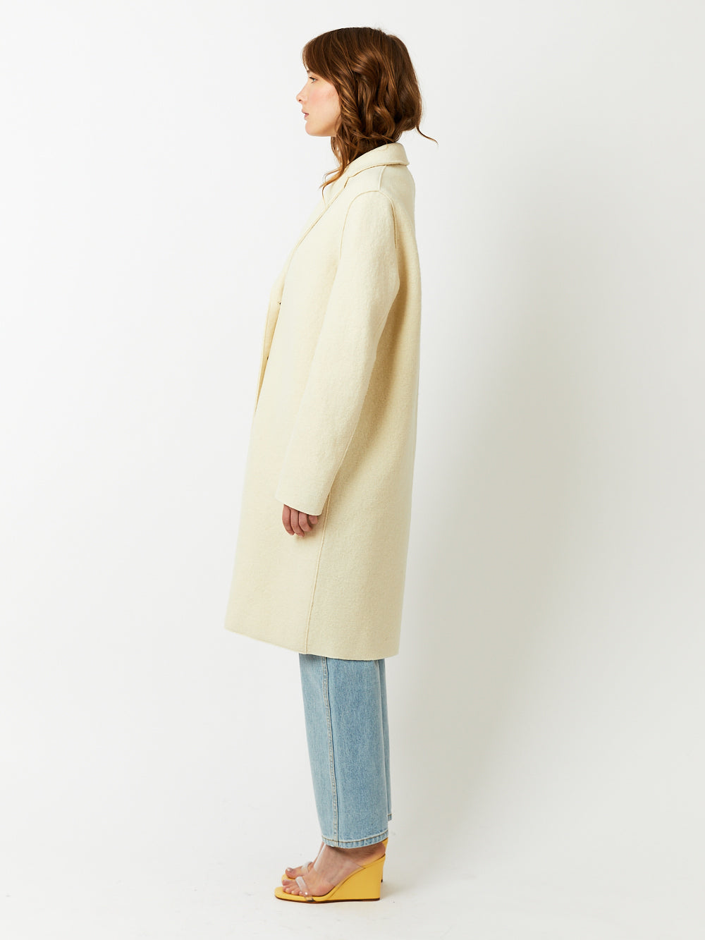MANTEAU OVERCOAT BOILED WOOL NATURAL OFF WHITE