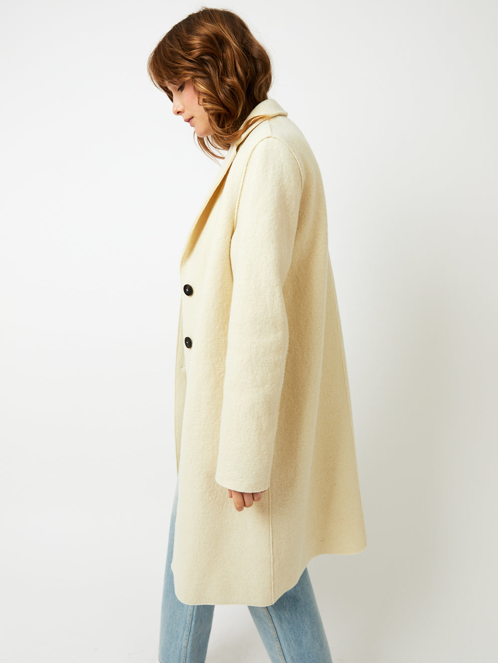 MANTEAU OVERCOAT BOILED WOOL NATURAL OFF WHITE