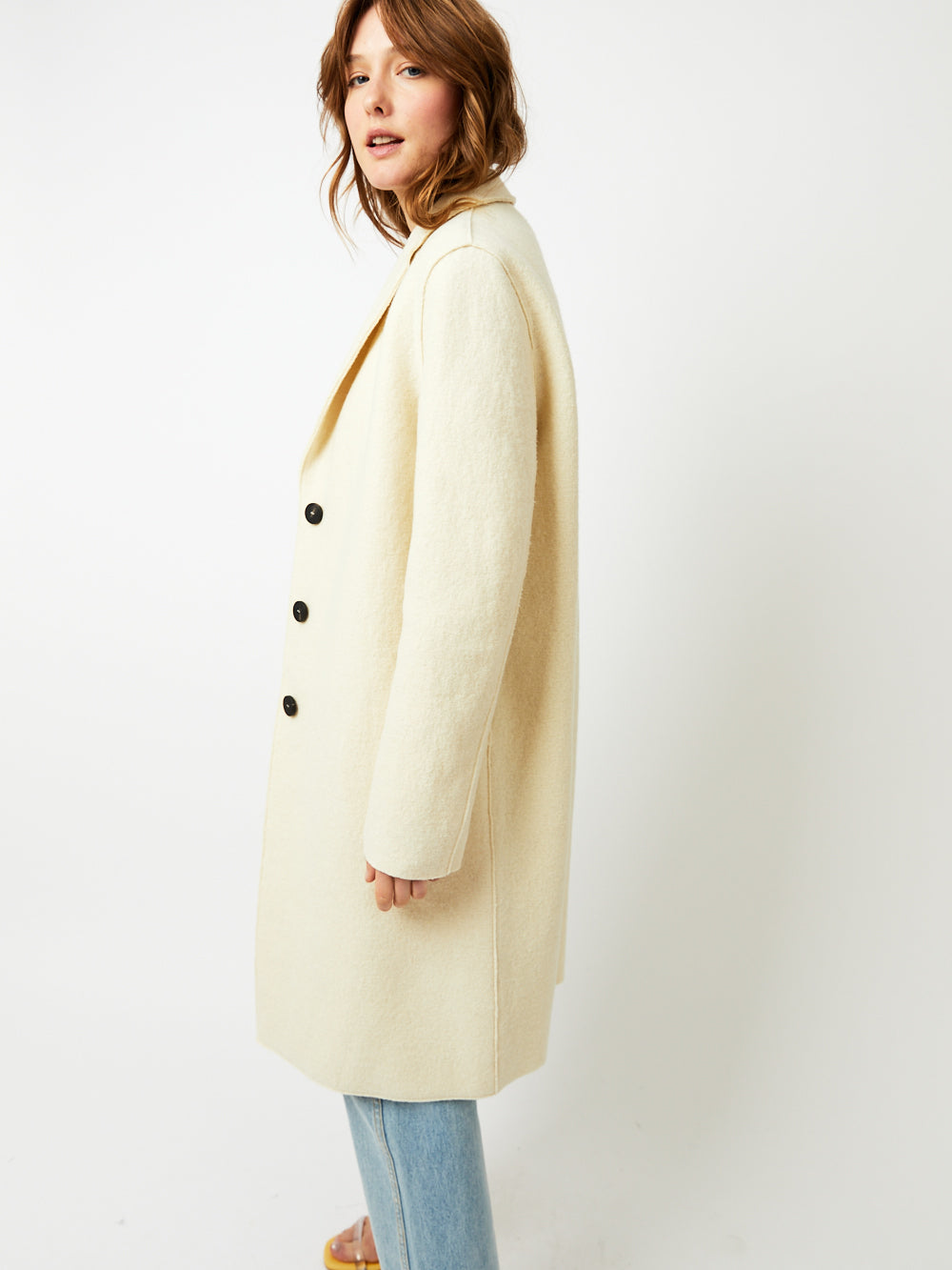 MANTEAU OVERCOAT BOILED WOOL NATURAL OFF WHITE