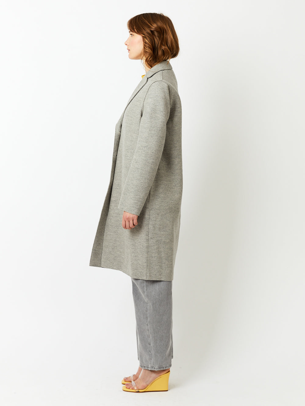 MANTEAU OVERCOAT PRESSED WOOL STONE MELANGE