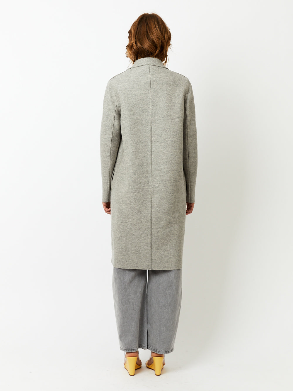 MANTEAU OVERCOAT PRESSED WOOL STONE MELANGE