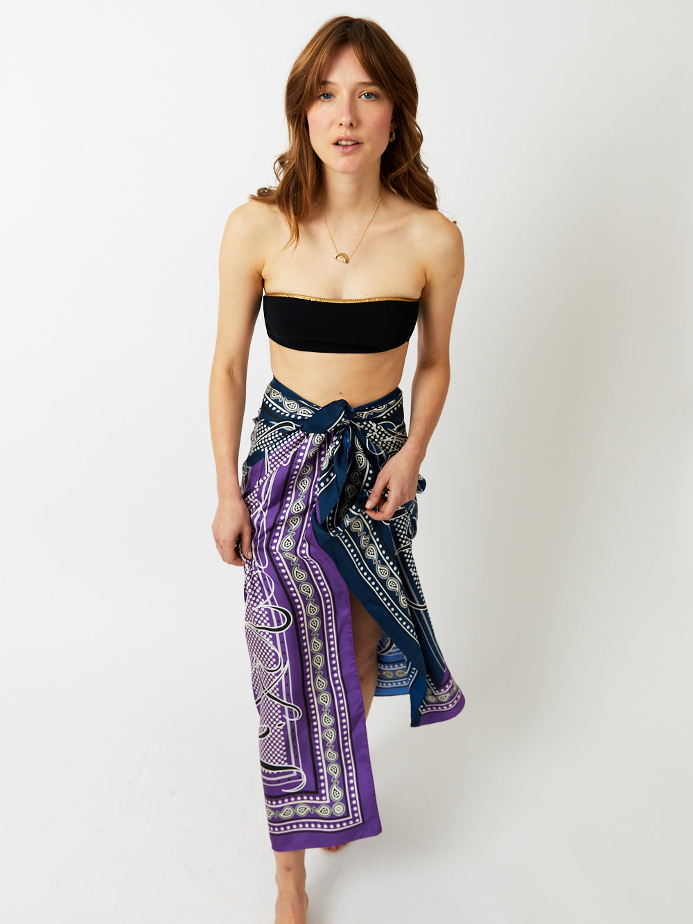 HAMPTON REVERSIBLE BANDEAU SWIMSUIT BLACK & NAVY BLUE