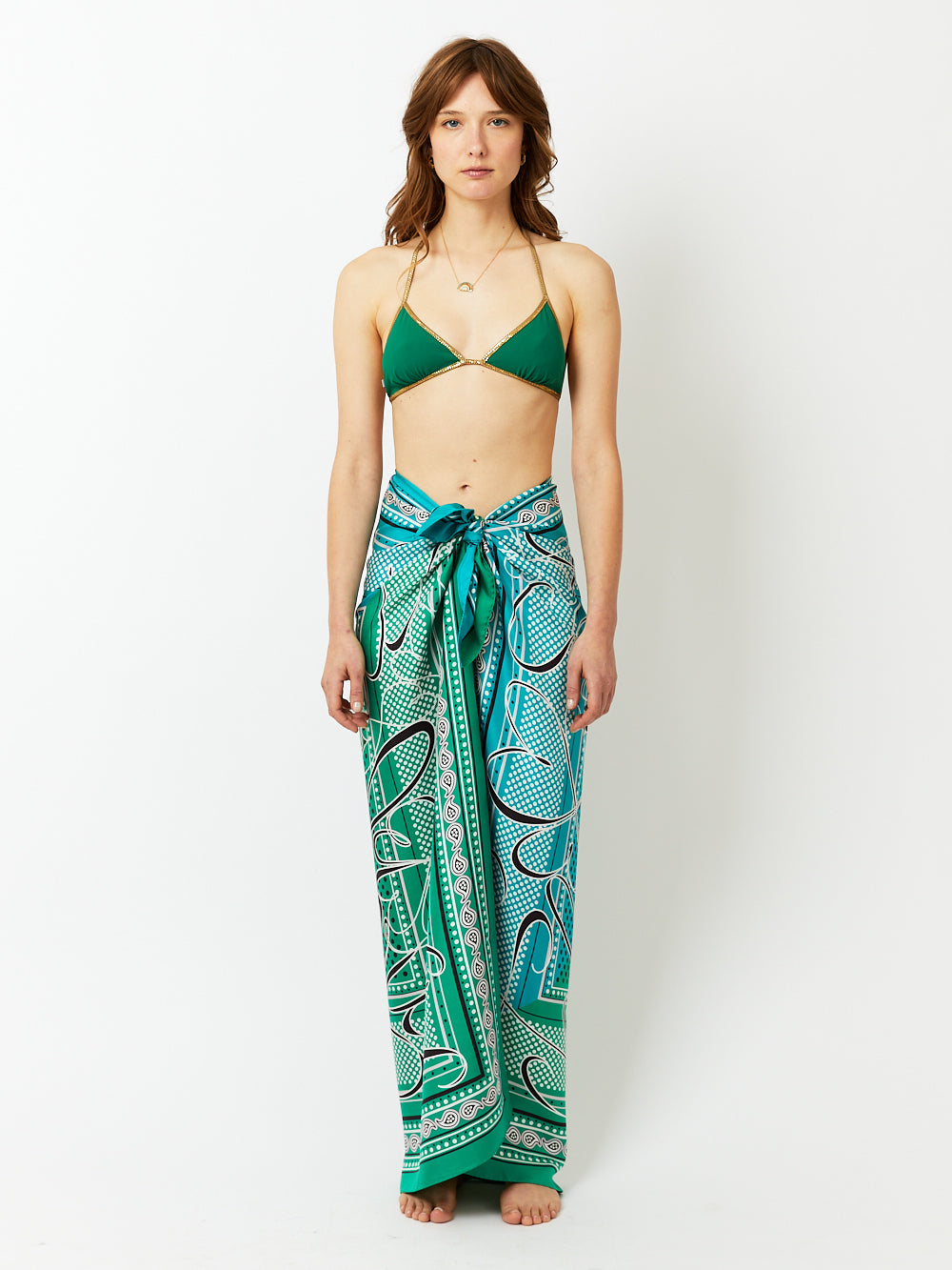 CIN SILK SKIRT TURQUOISE GREEN