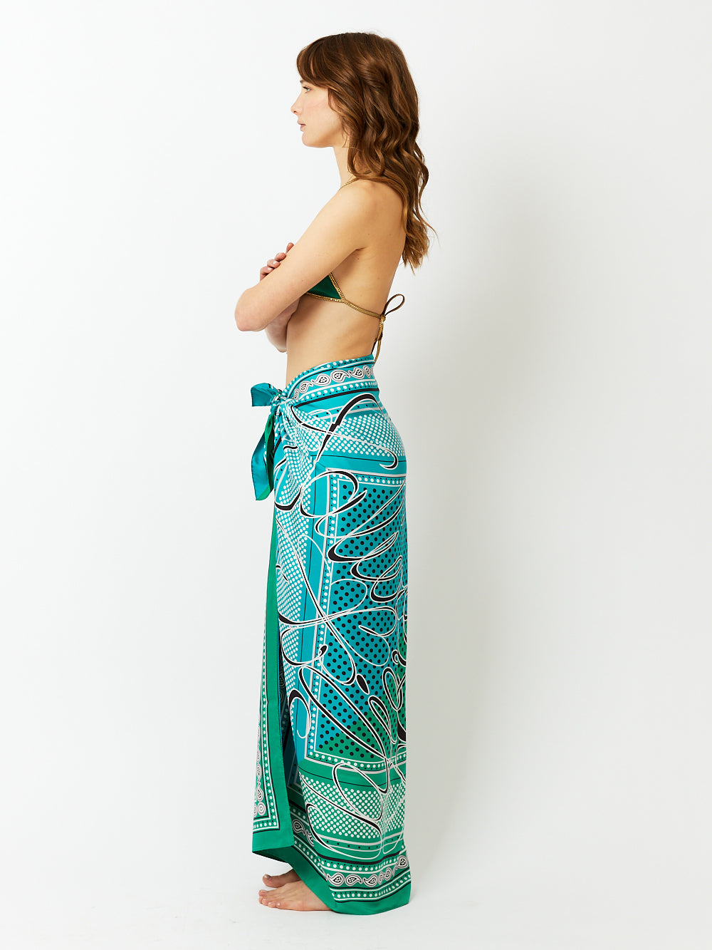 CIN SILK SKIRT TURQUOISE GREEN