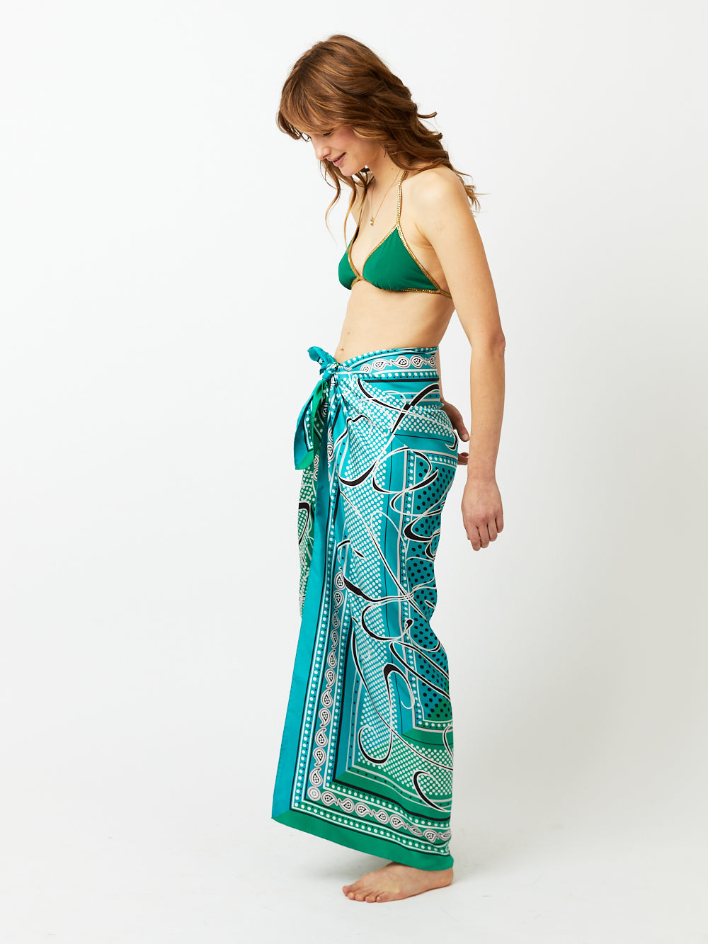 CIN SILK SKIRT TURQUOISE GREEN