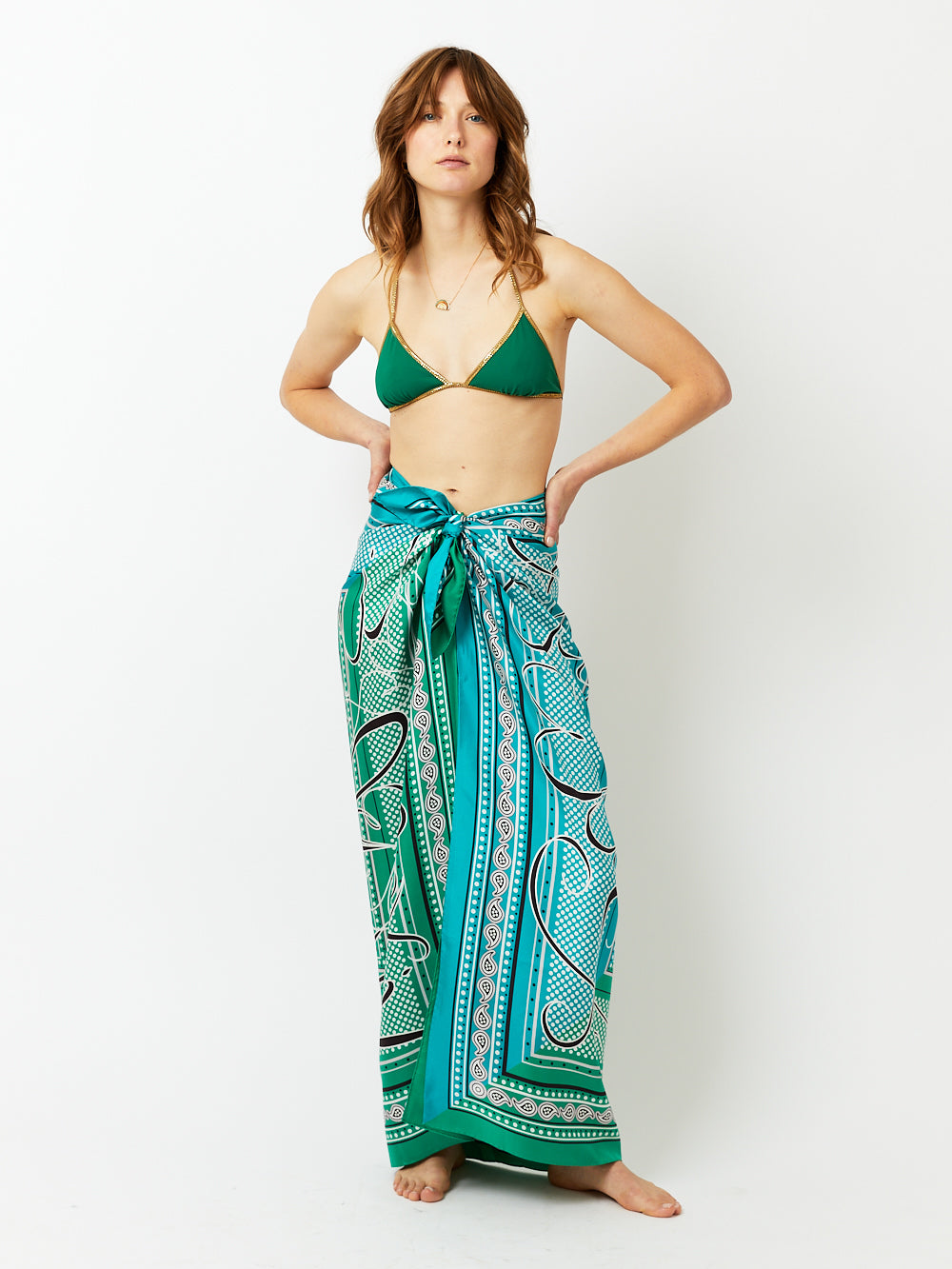 CIN SILK SKIRT TURQUOISE GREEN