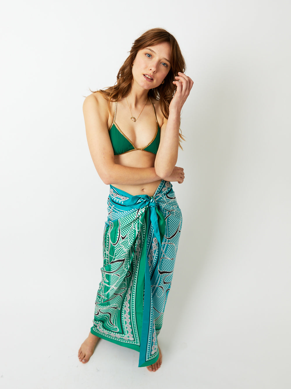 CIN SILK SKIRT TURQUOISE GREEN