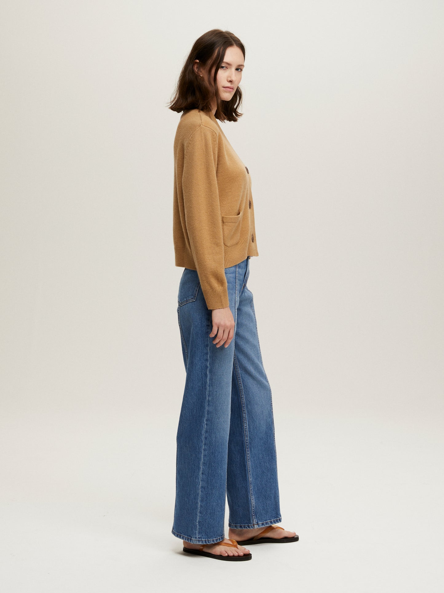 CARDIGAN LOU CONTRAST CAMEL & PARME