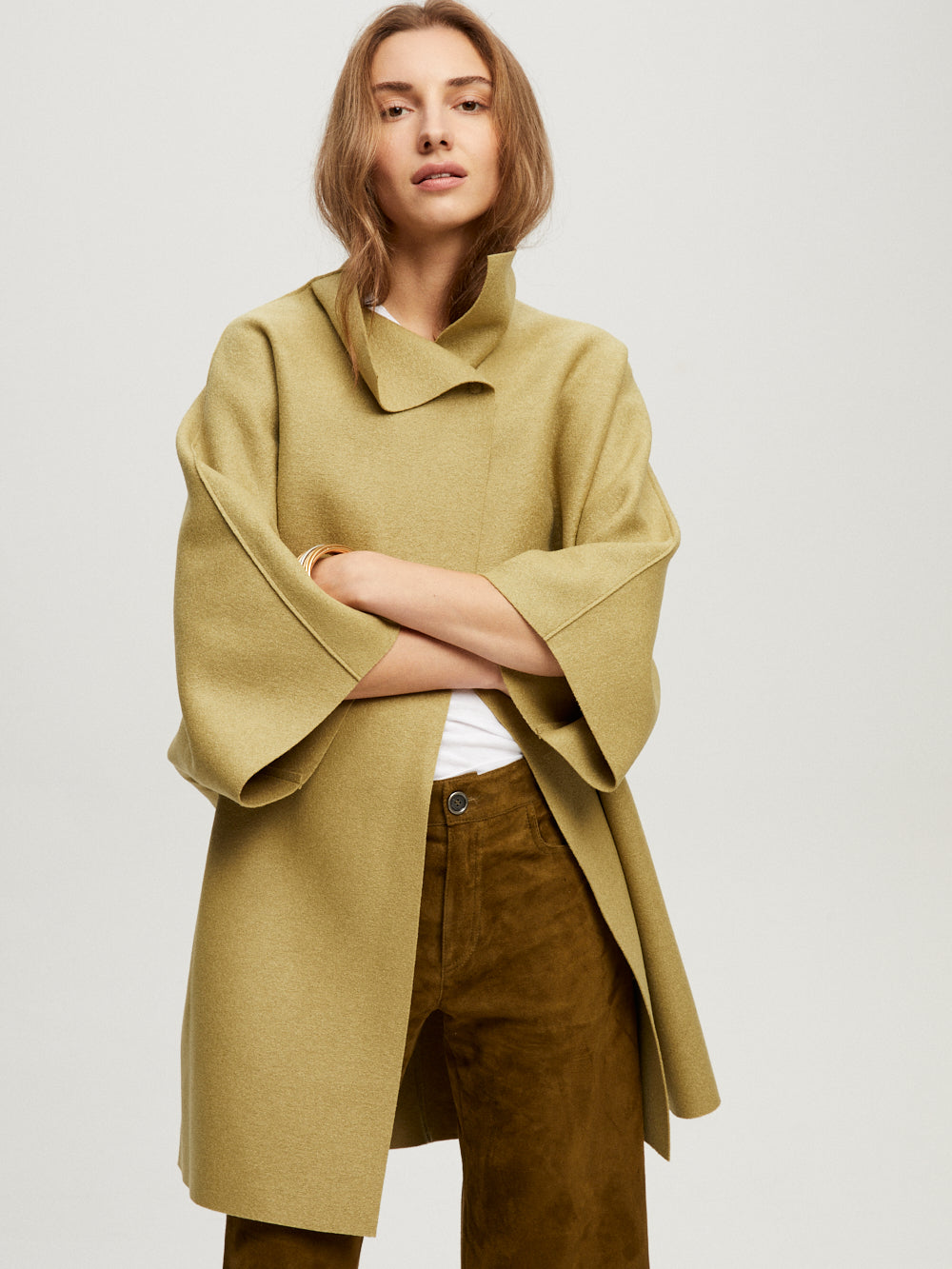 LIGHT OLIVE KIMONO COAT