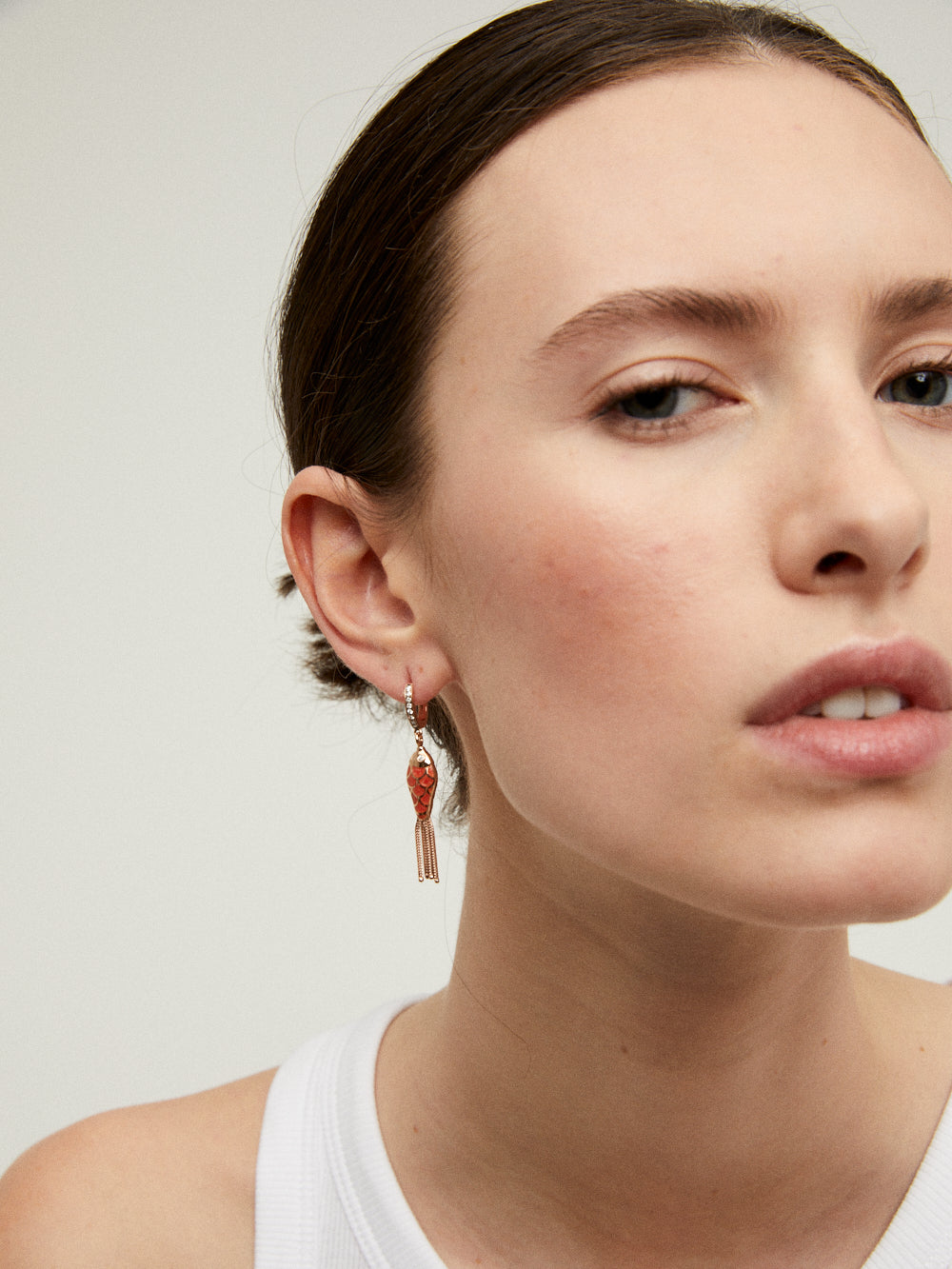ORANGE SAPPHIRE FISH EARRING