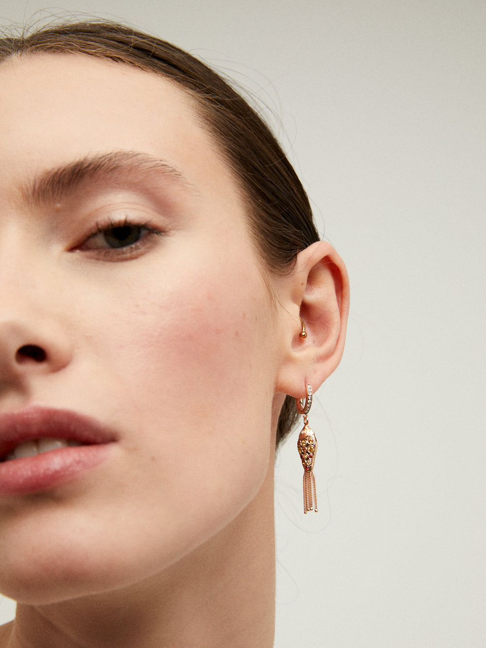 ORANGE SAPPHIRE FISH EARRING