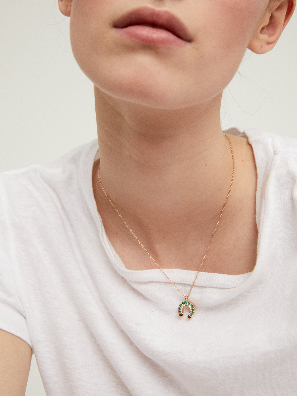 YELLOW HORSESHOE & TSAVORITES NECKLACE