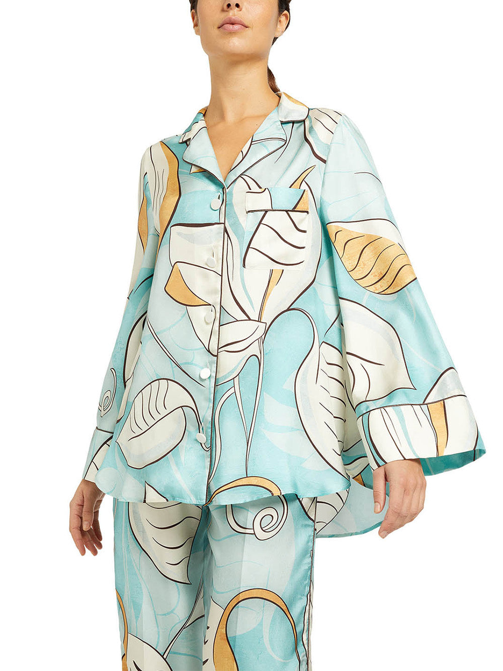 EMERA BLUE LEAF PYJAMA SHIRT