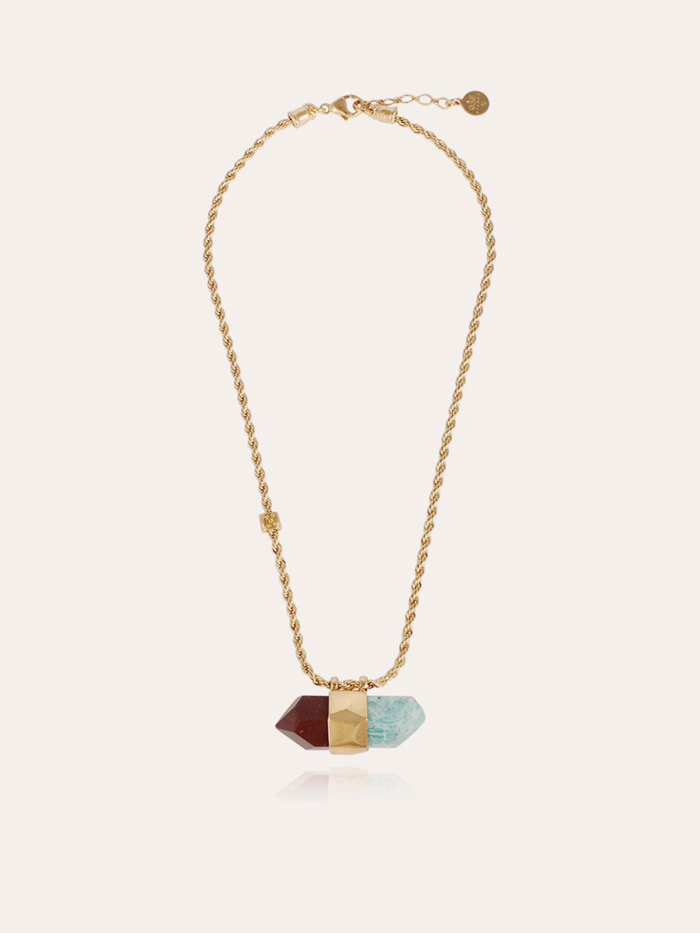 COLLIER AVENTURINE GRAND MODÈLE JASPE ROUGE ET AMAZONITE