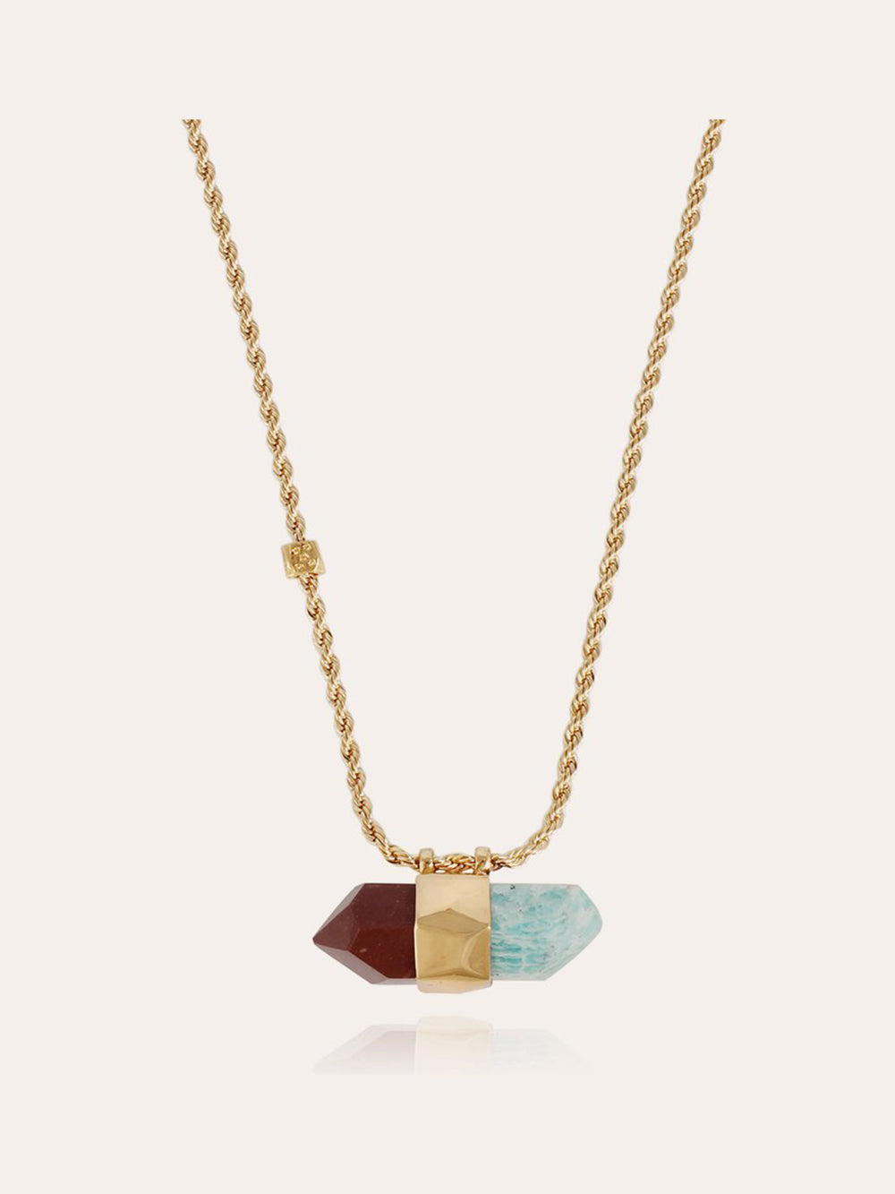 COLLIER AVENTURINE GRAND MODÈLE JASPE ROUGE ET AMAZONITE