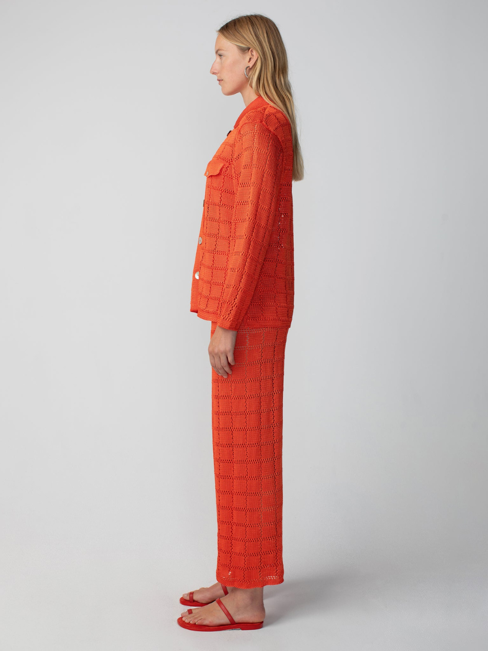 TOMATO RED PATCHWORK TROUSERS