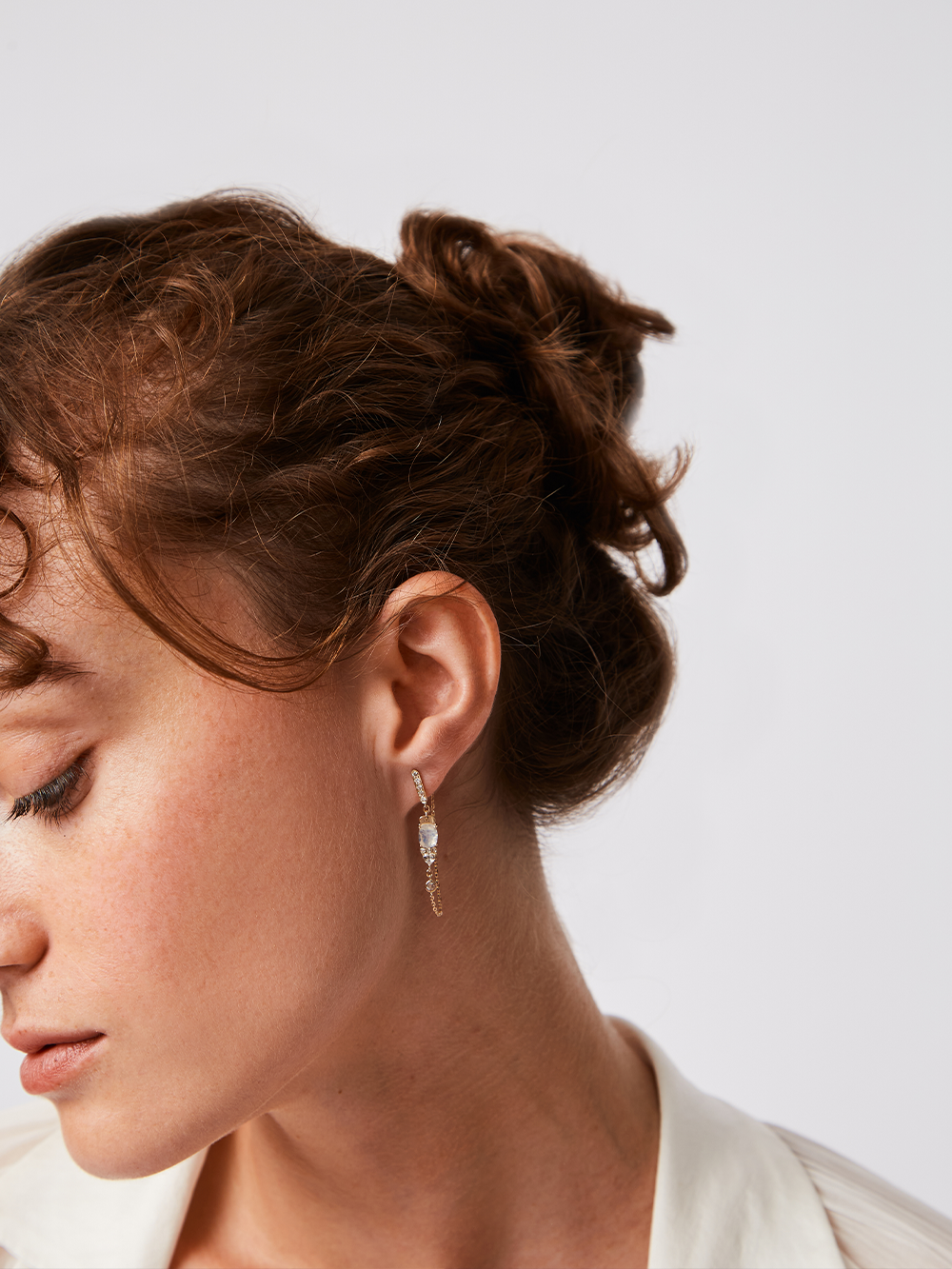 LONG MOONSTONE DIAMOND EARRINGS