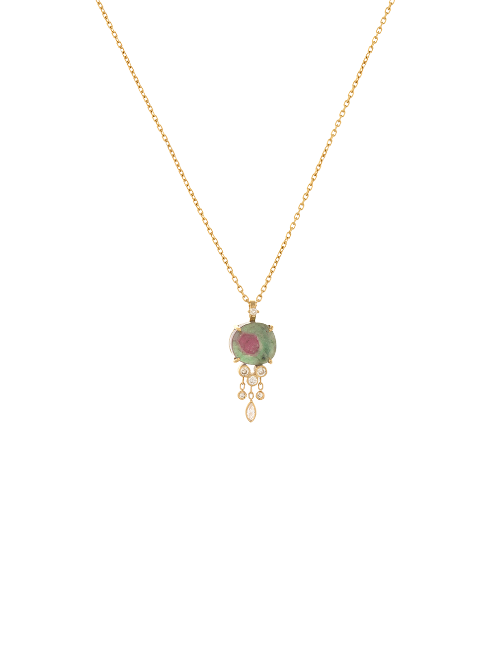 COLLIER JELLYFISH TOURMALINE WATERMELON ET DIAMANTS