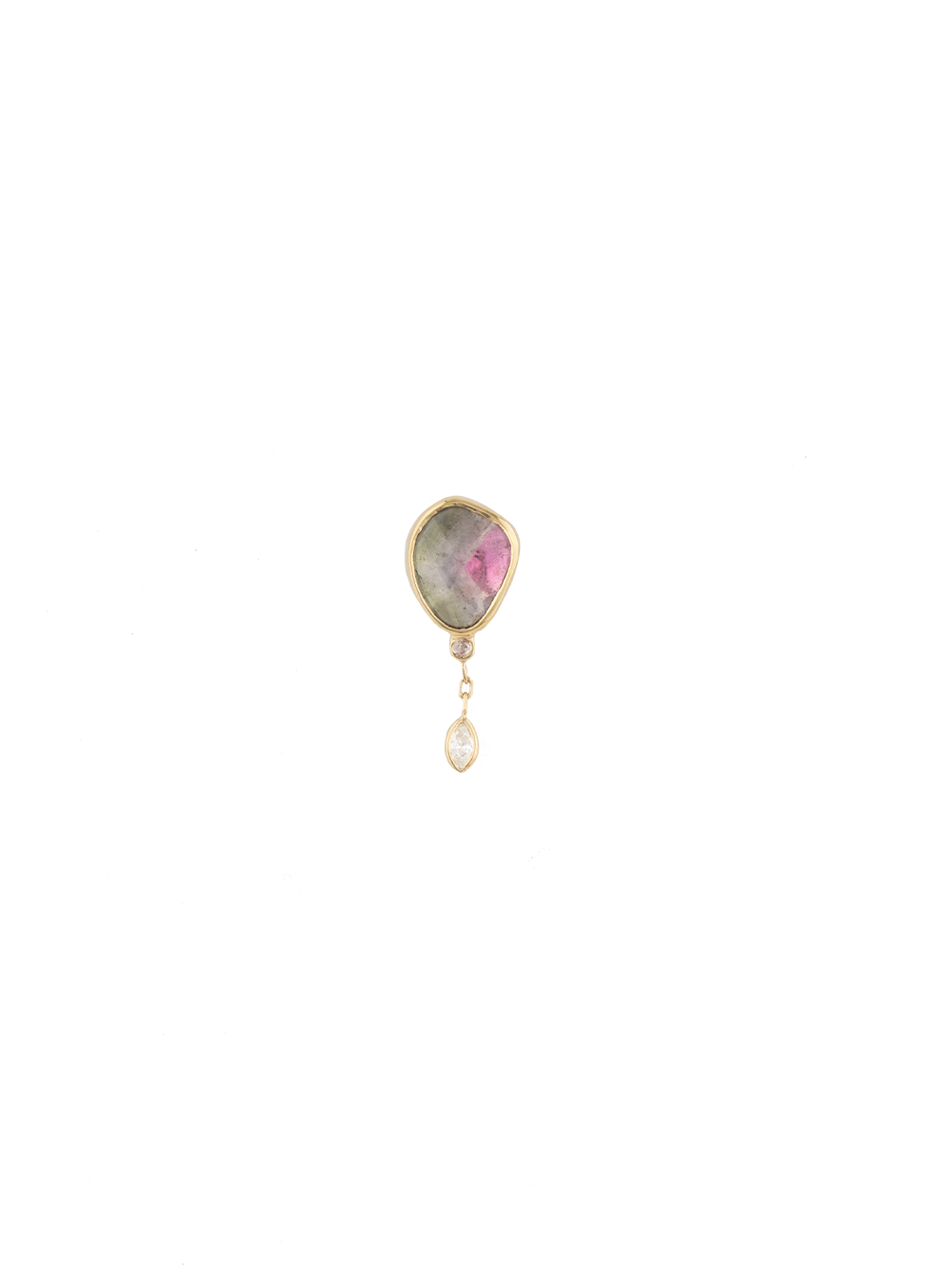 WATERMELON TOURMALINE AND DIAMOND CHIP EARRING