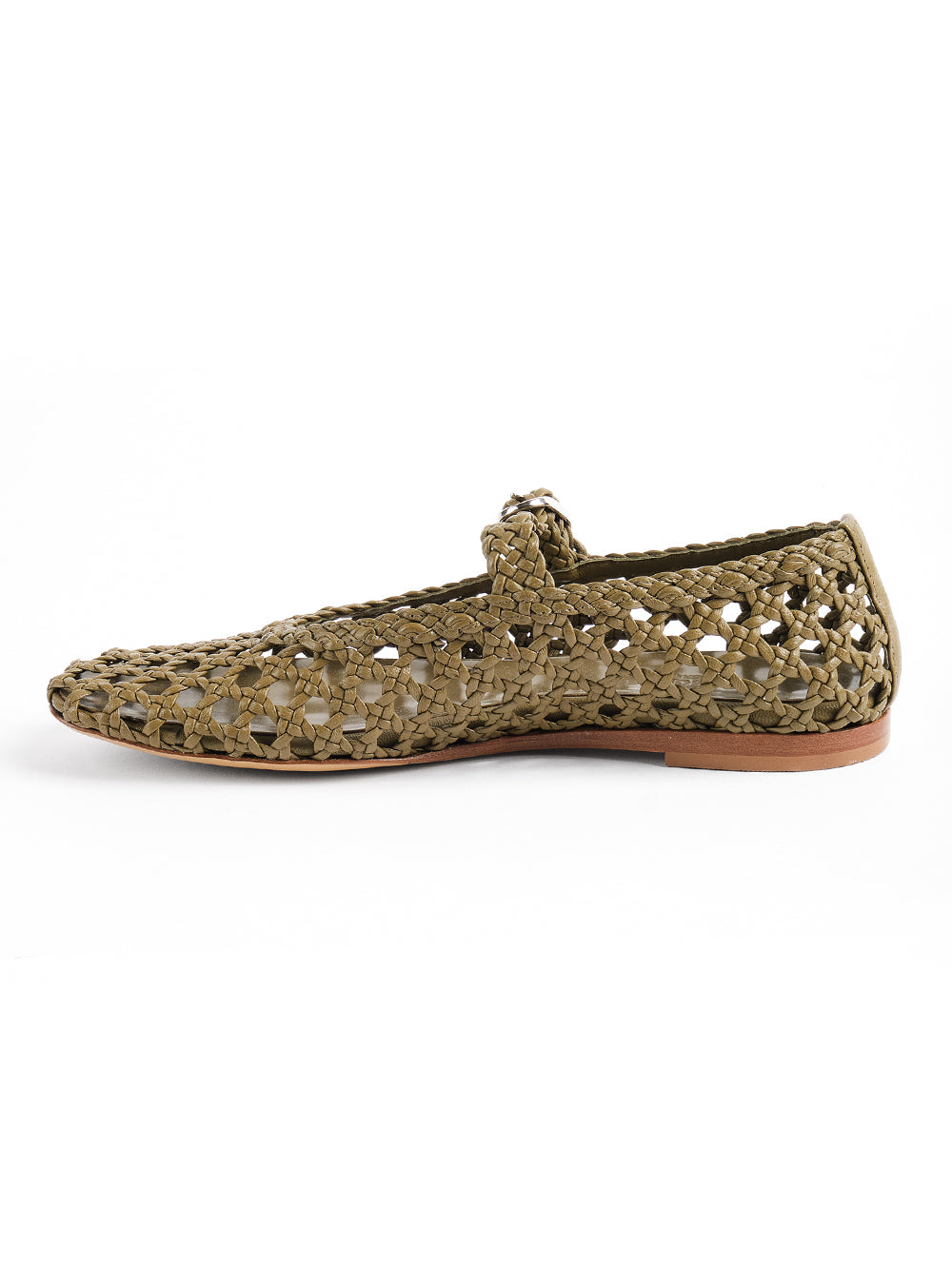 KHAKI BRAIDED LEATHER MARY JANE