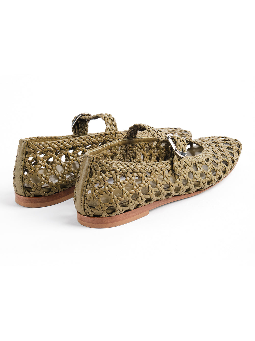 KHAKI BRAIDED LEATHER MARY JANE
