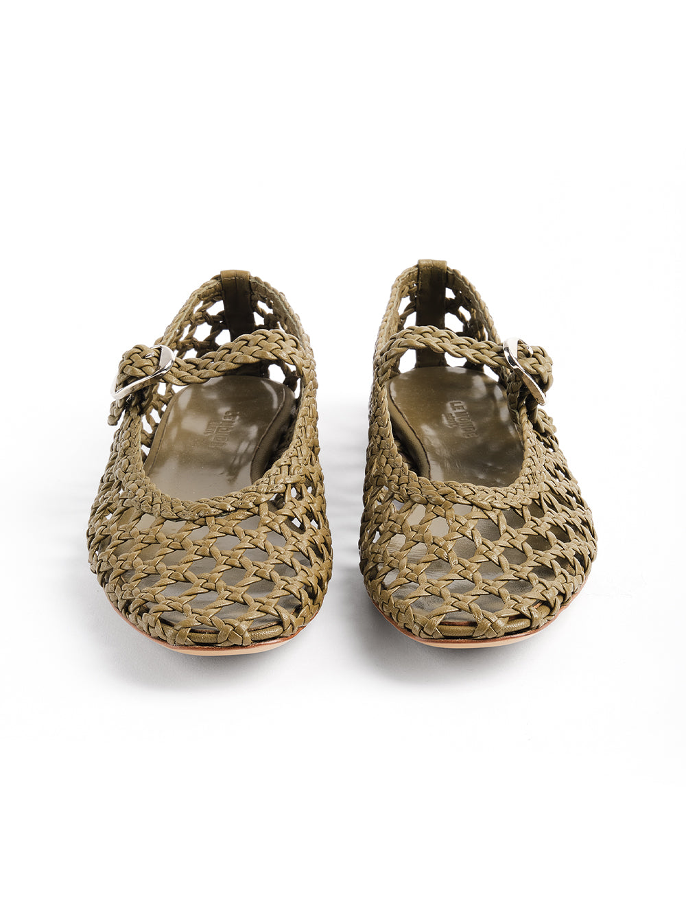 KHAKI BRAIDED LEATHER MARY JANE
