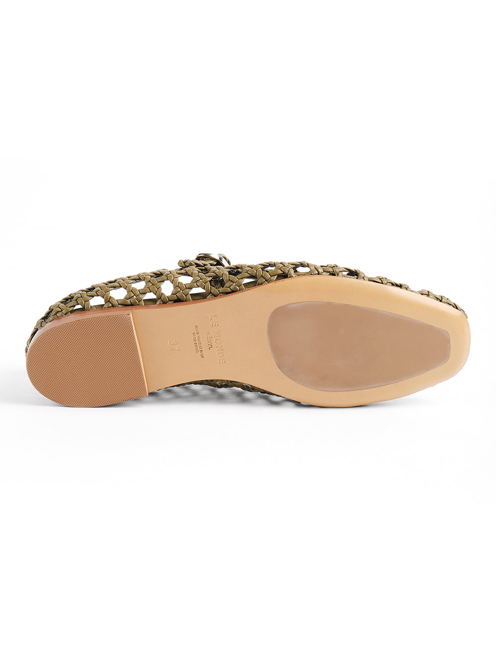 KHAKI BRAIDED LEATHER MARY JANE
