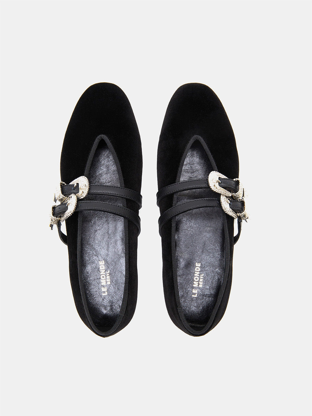 CLAUDIA BLACK SUEDE BALLERINAS