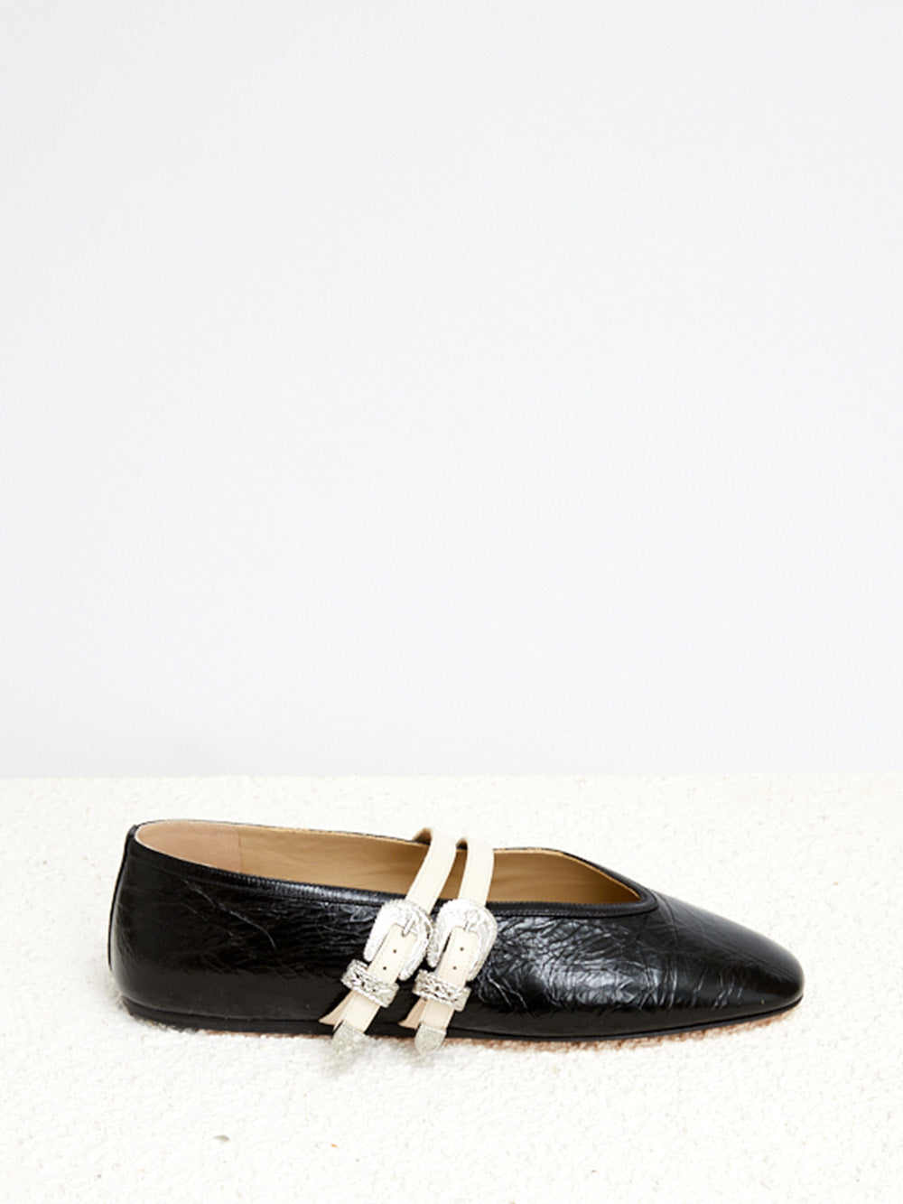 CLAUDIA CRUMPLED LEATHER BALLERINAS