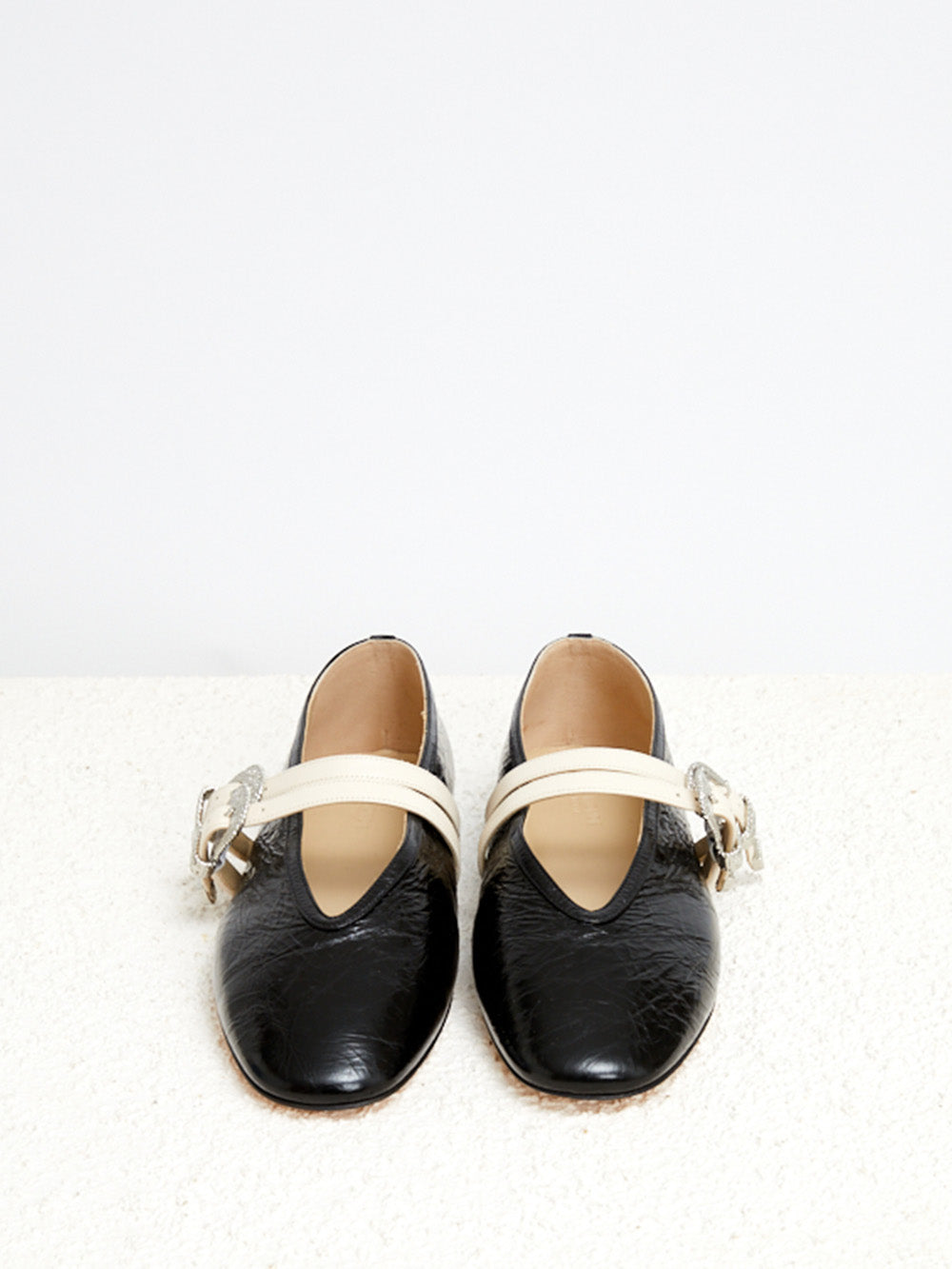 CLAUDIA CRUMPLED LEATHER BALLERINAS