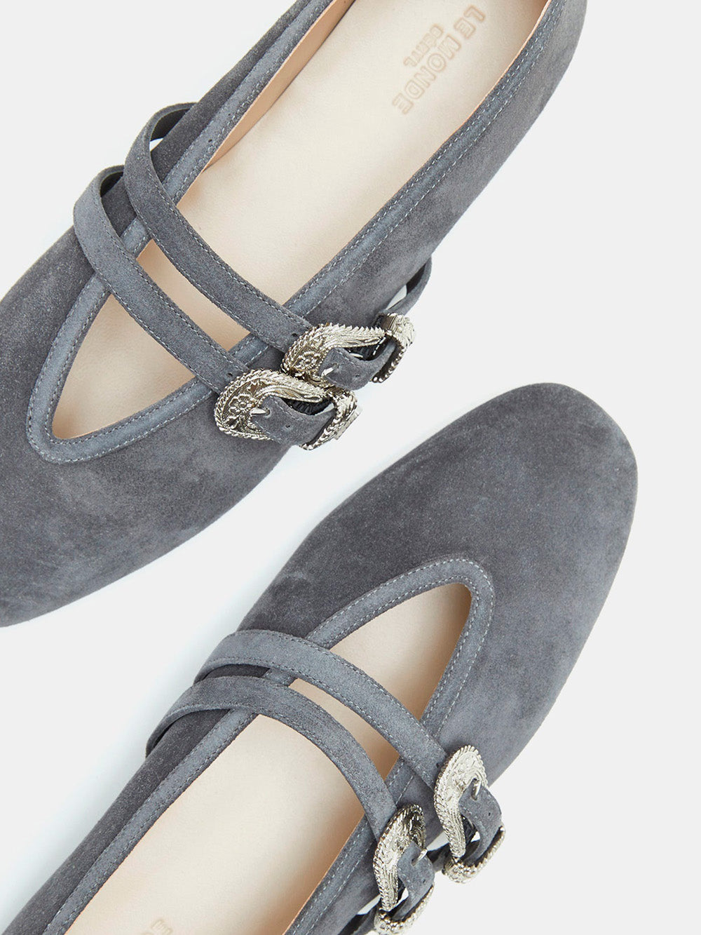 CLAUDIA ANTHRACITE SUEDE BALLERINAS