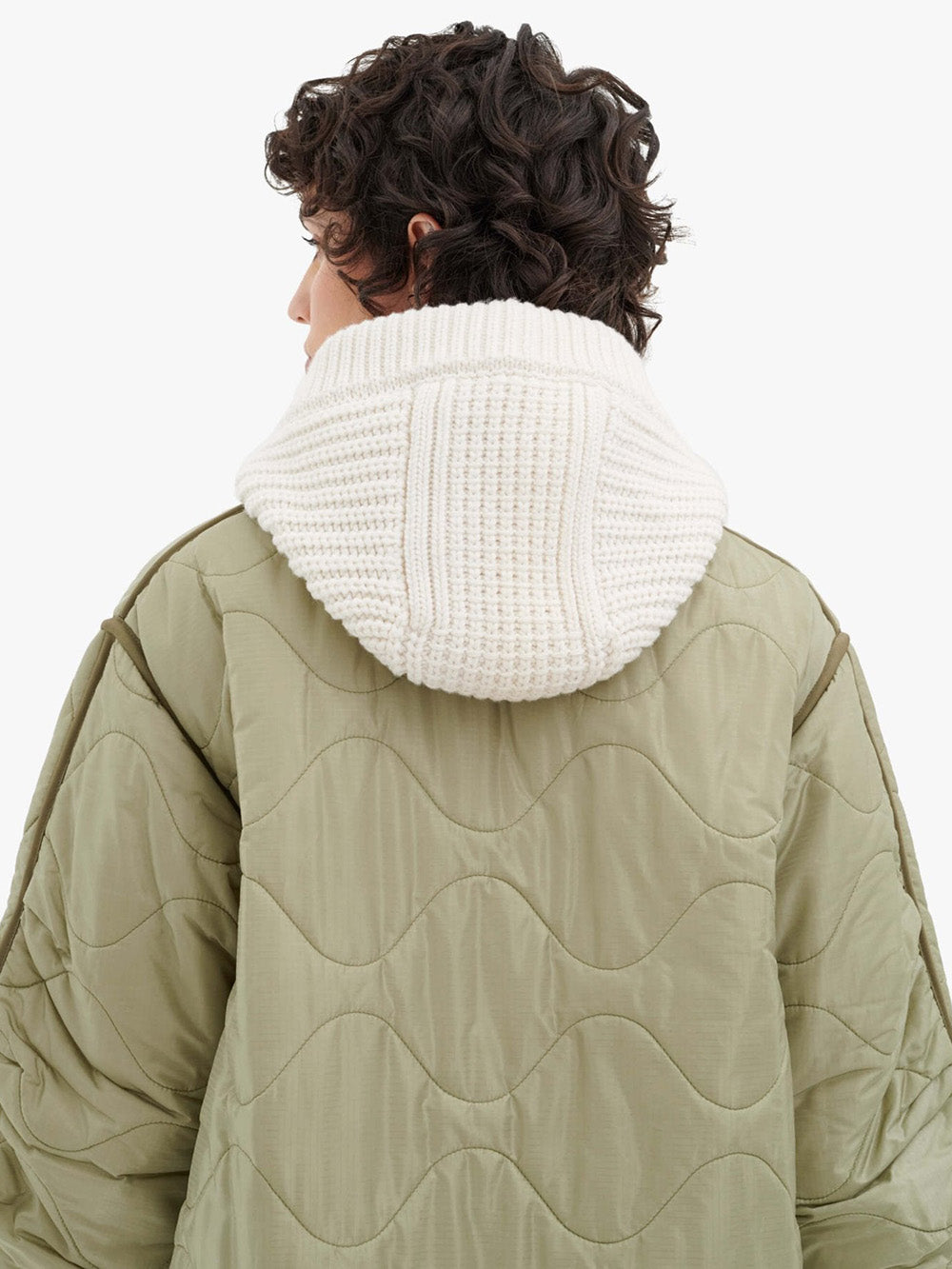 CAPUCHE TRICOTÉE IVORY & PALE SAGE