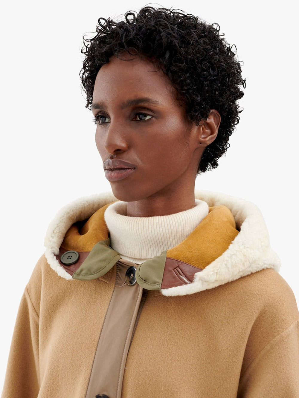 CAPUCHE SHEARLING EN CUIR TAN