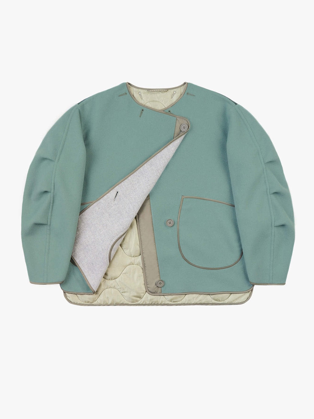 MINERAL GREEN & PALE SAGE WOOL PEA COAT