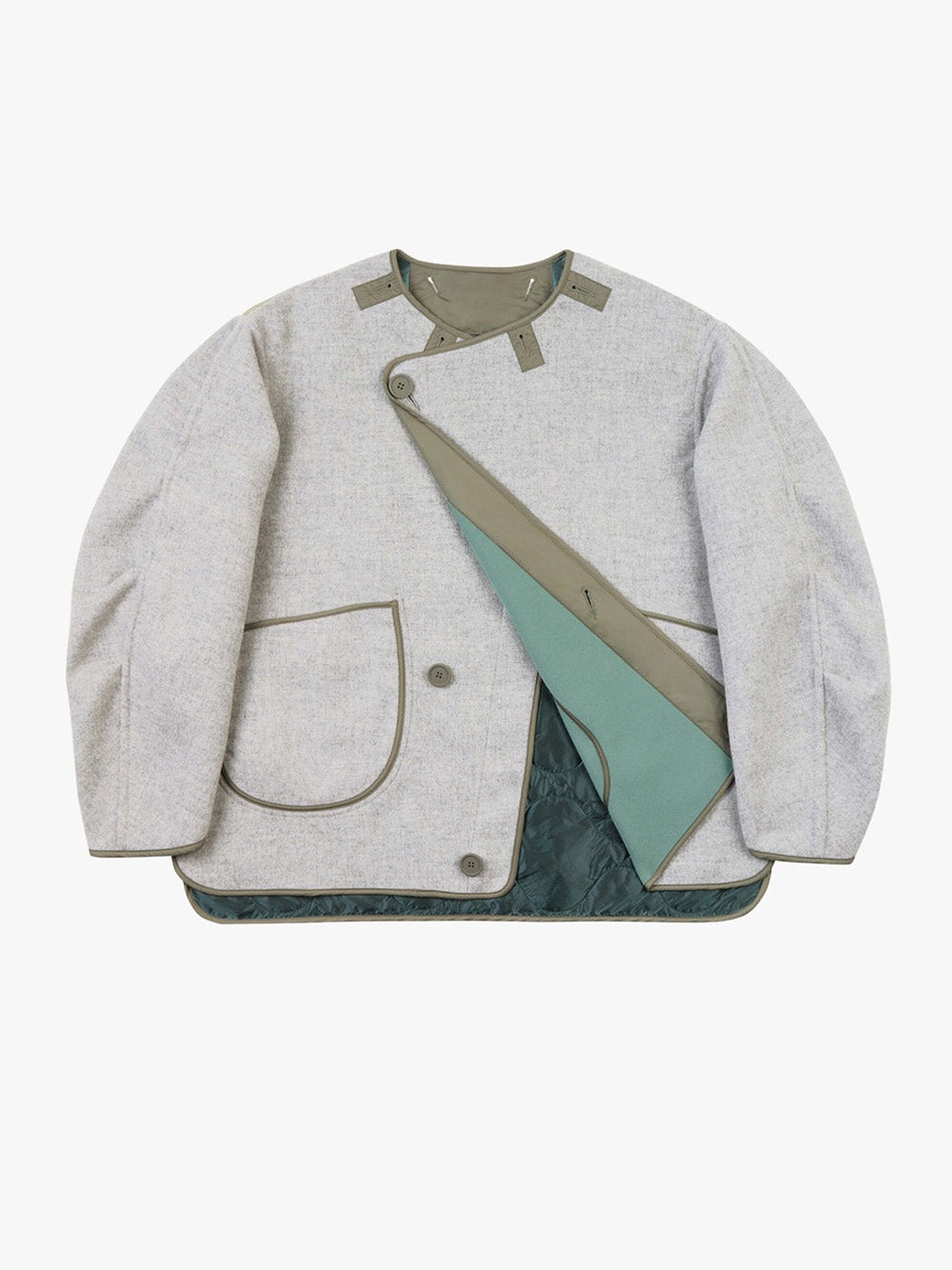 MINERAL GREEN & PALE SAGE WOOL PEA COAT