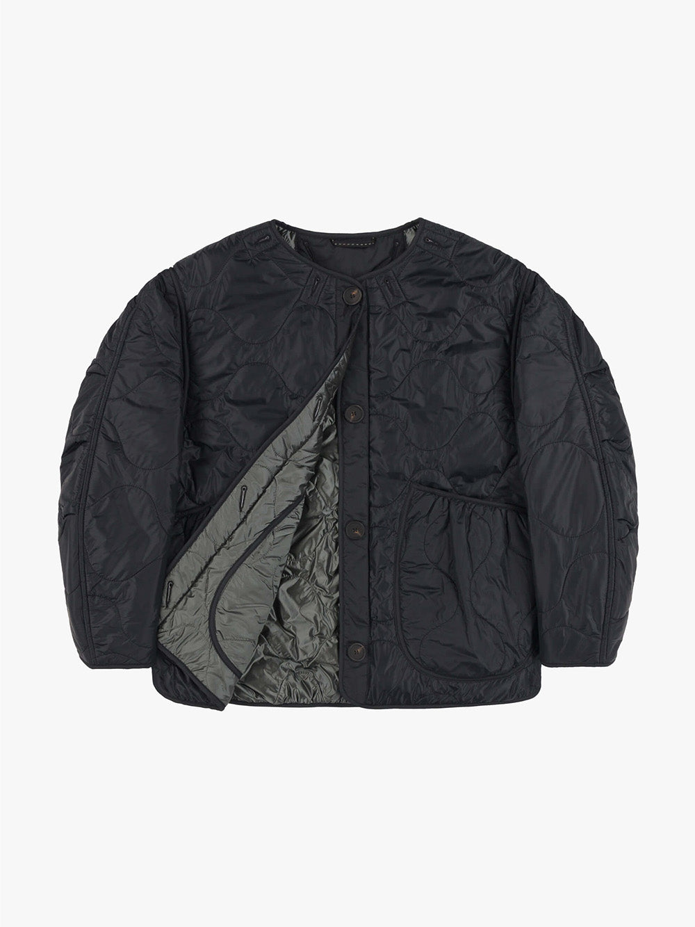 CROPPED QUILT ANTHRACITE BLACK
