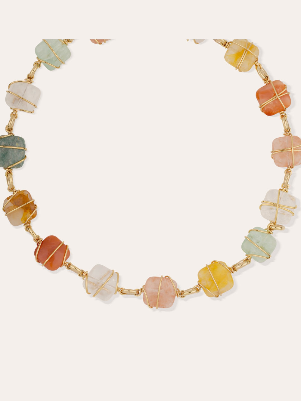 COLLIER RAINBOW SQUARE CORNALINE & AMAZONITE