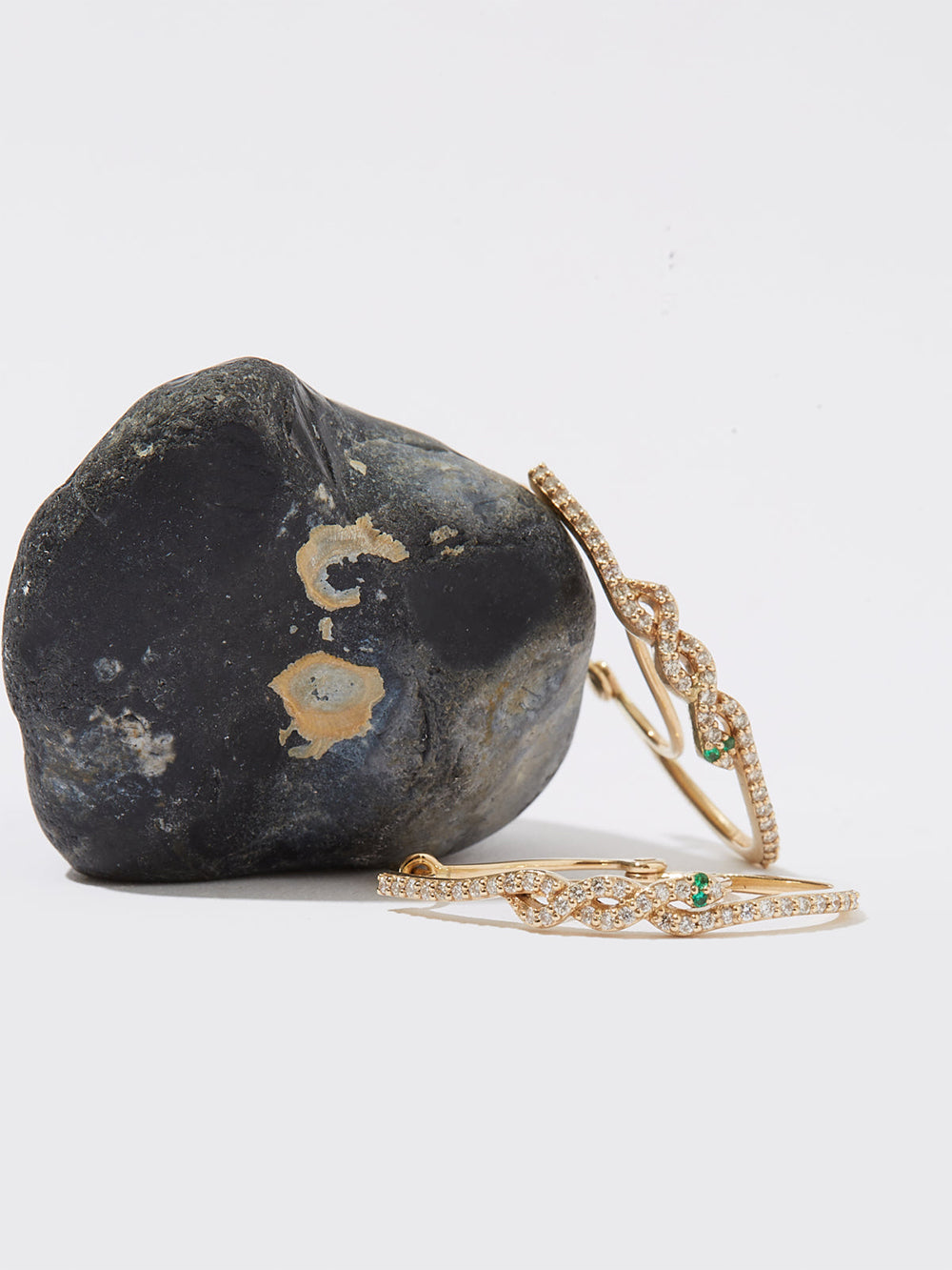 DIAMOND & EMERALD SNAKE EARRINGS