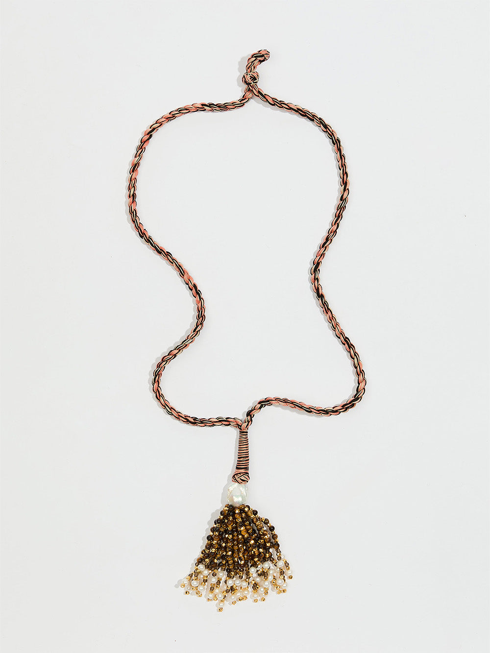 COLLIER POMPON OEIL-DE-TIGRE ROSE