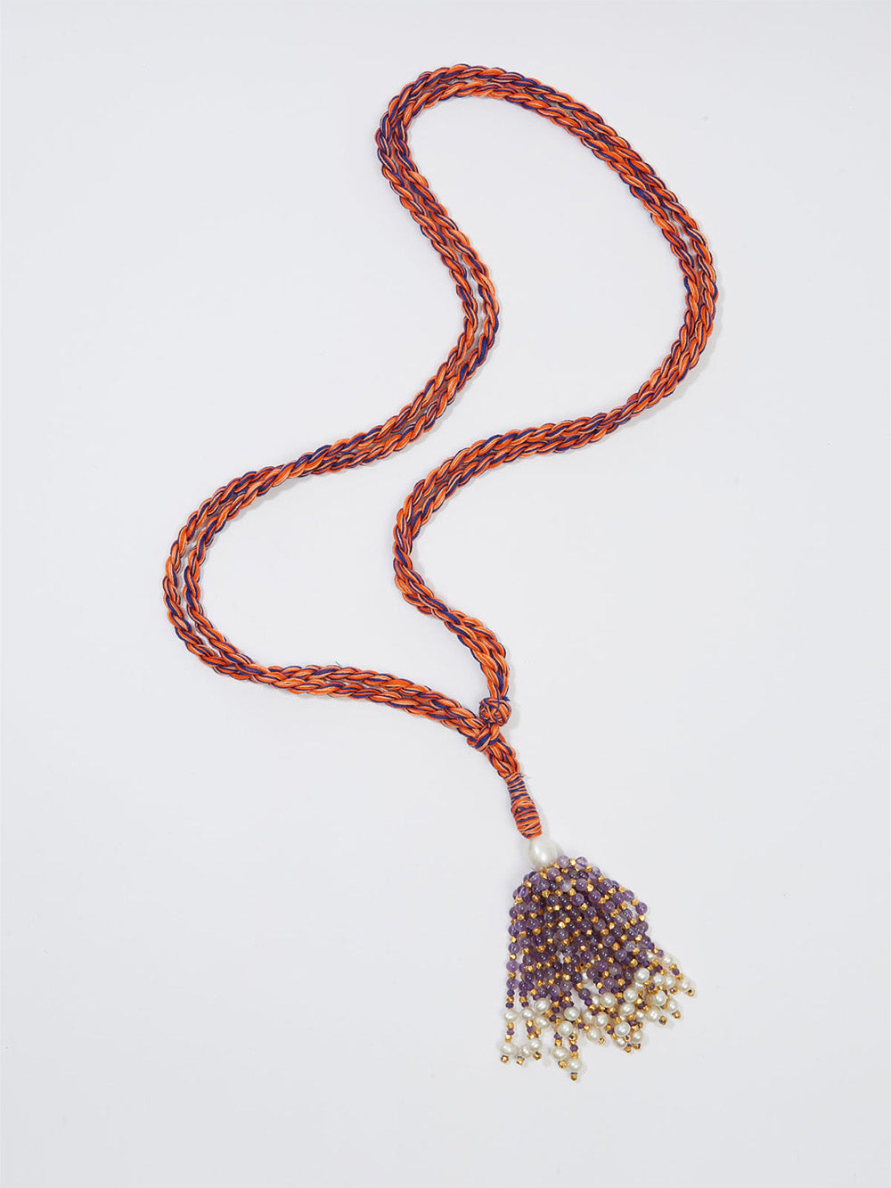 COLLIER POMPON AMÉTHYSTE ORANGE